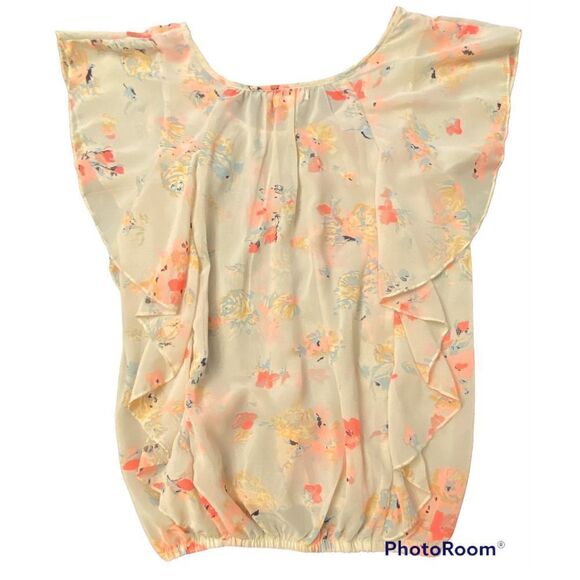 🌸Woman’s Marisol SZ M Ruffled Sheer Floral Stylish Top🌸 - Picture 6 of 6